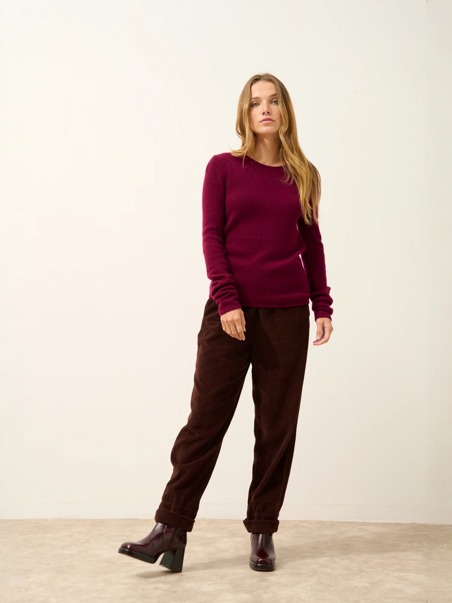 JOYCE pullover rundhalsausschnitt 4-fädig bordeaux