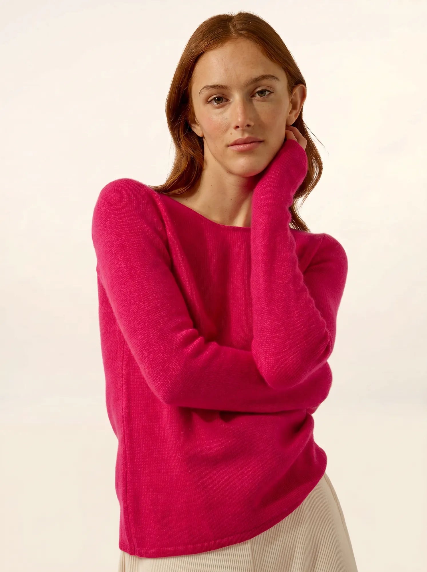 JOYCE pullover rundhalsausschnitt 4-fädig fuchsia