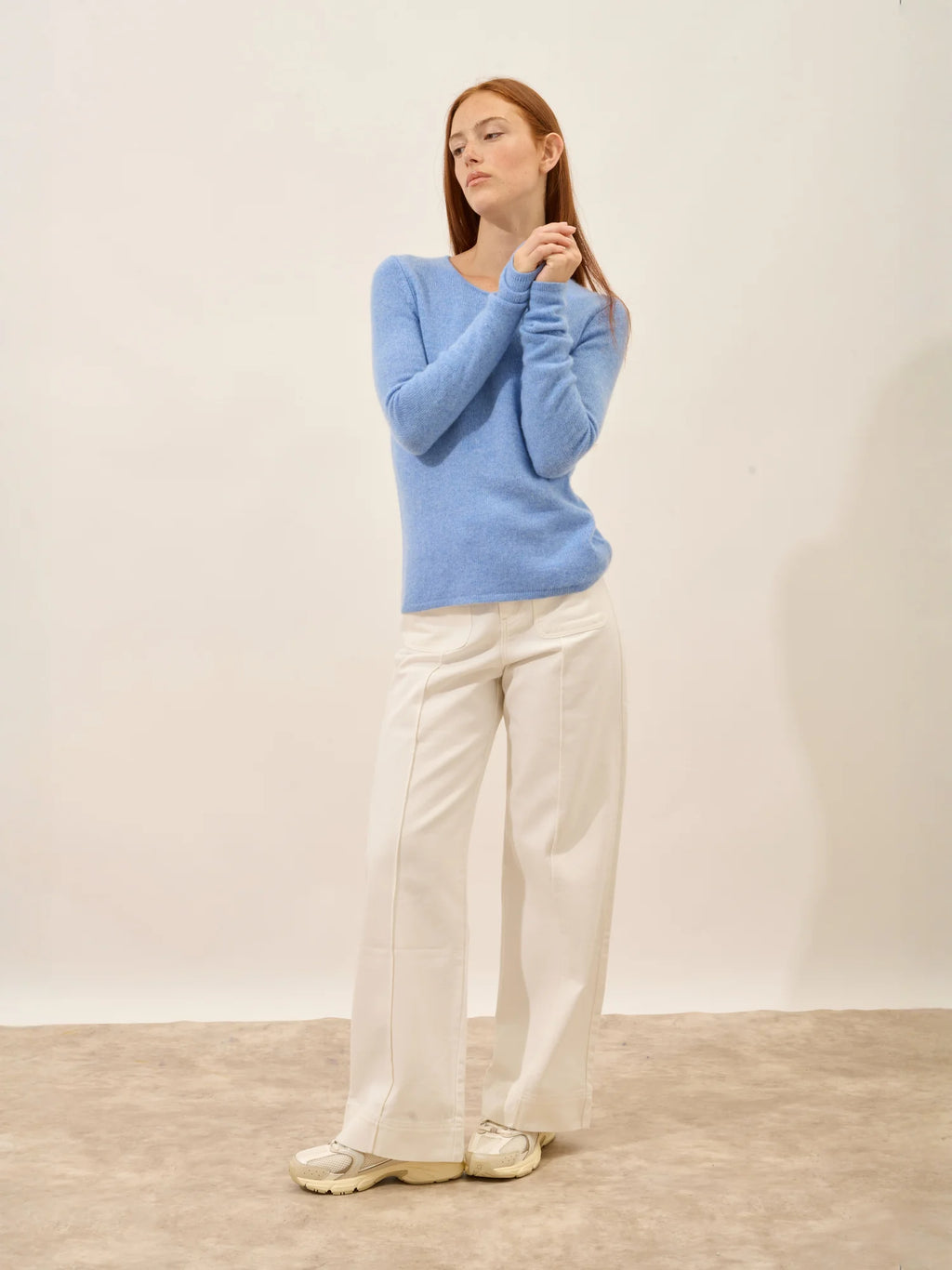 JOYCE pullover rundhalsausschnitt 4-fädig himmelblau