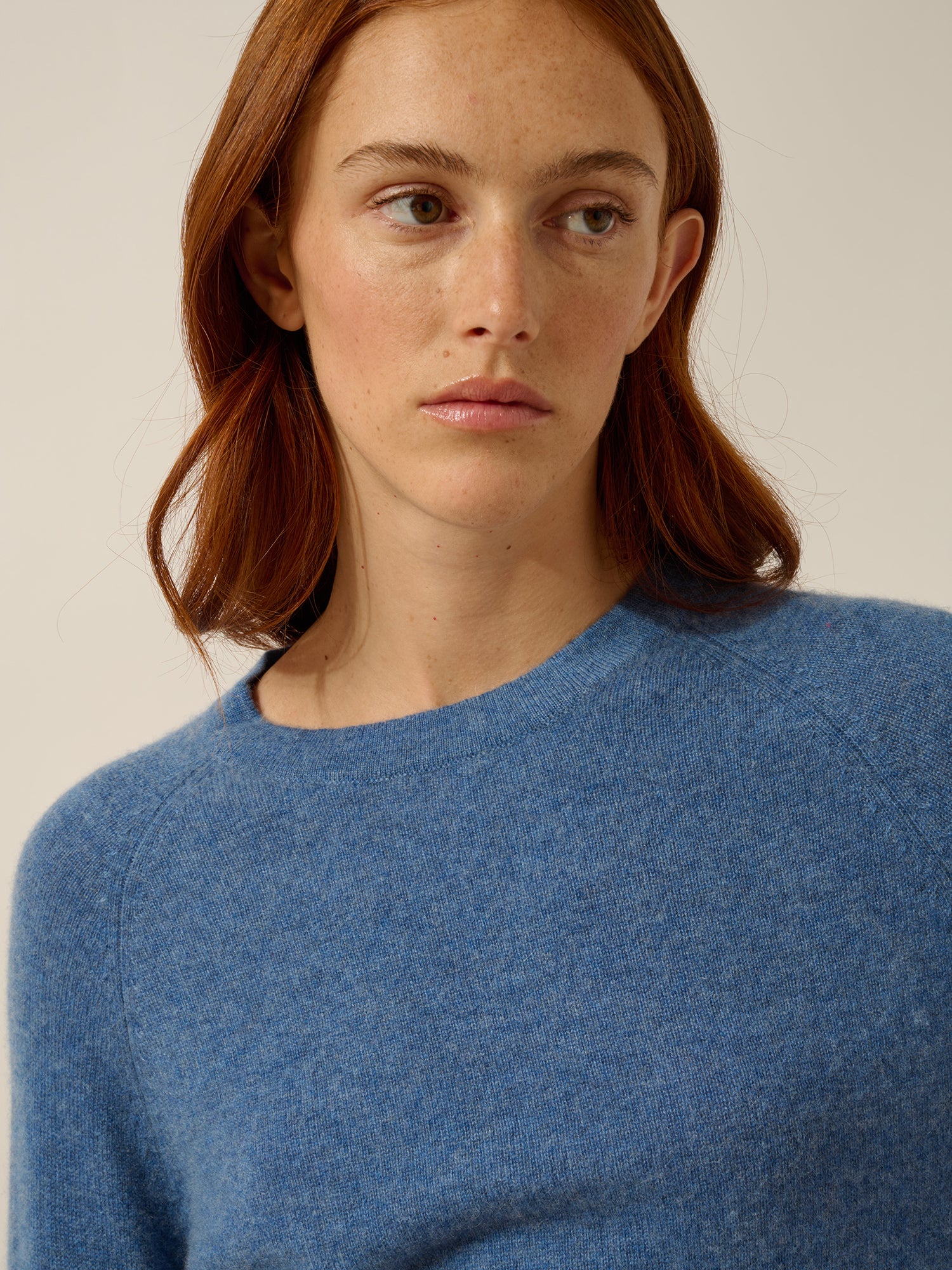 JANE pull col rond bleu denim