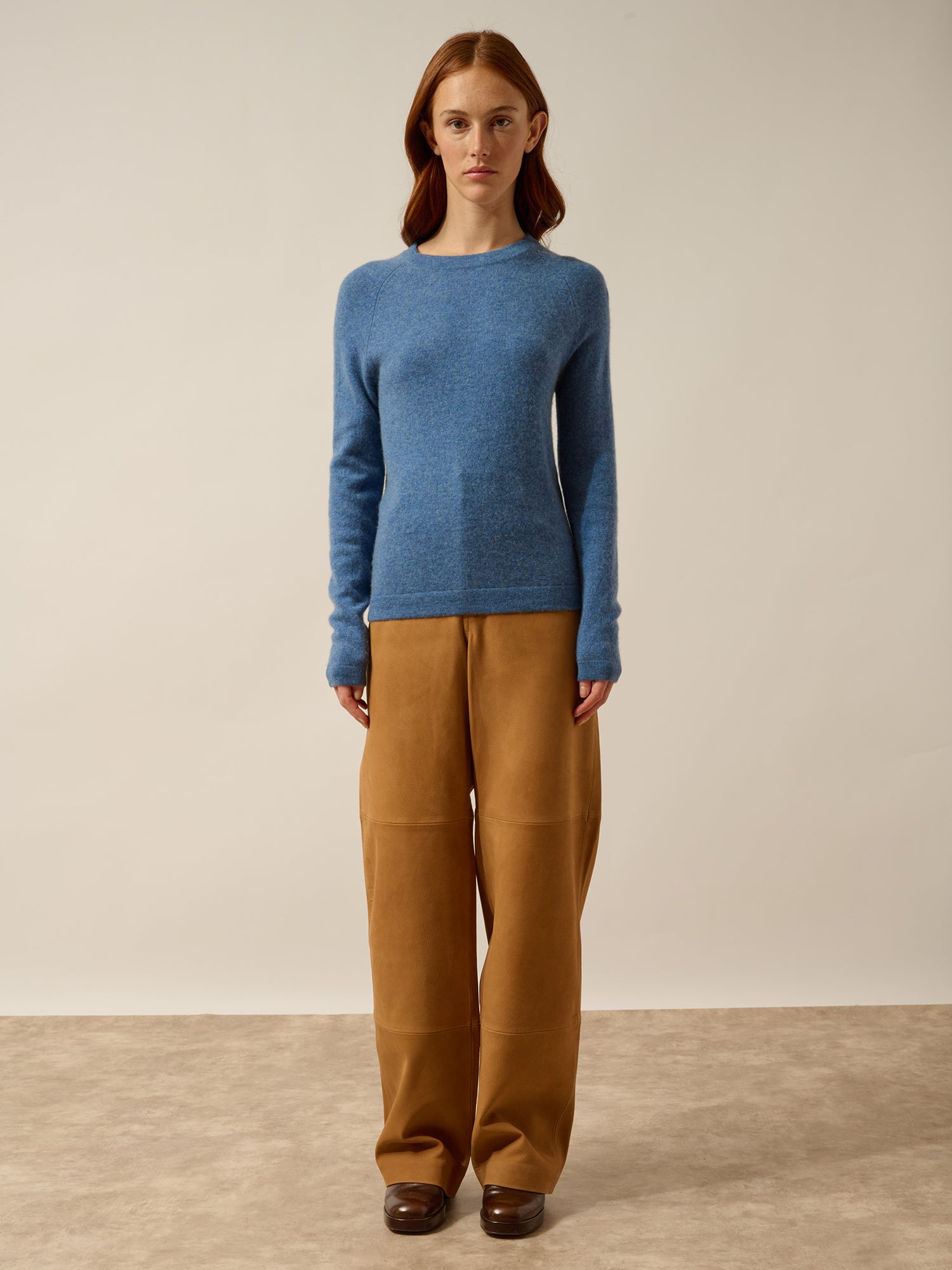 JANE pull col rond bleu denim