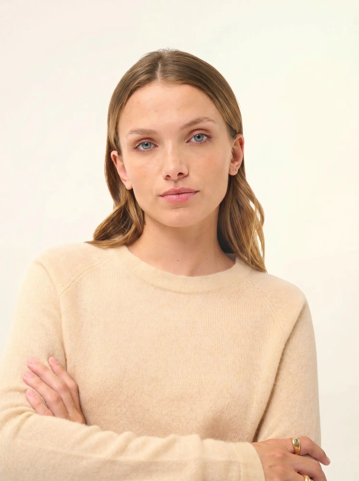 JANE pullover rundhalsausschnitt sand