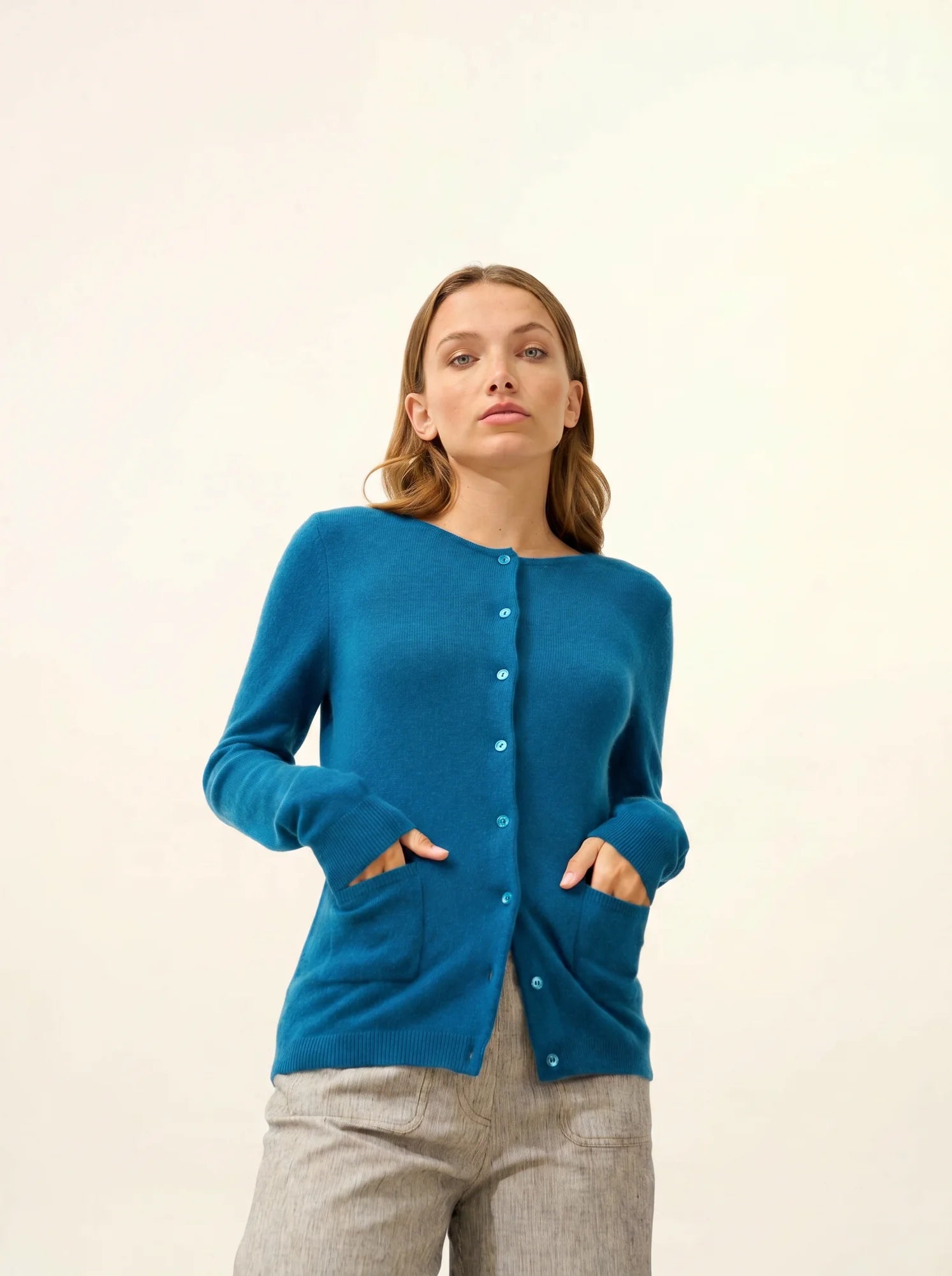 KATHARINE strickjacke rundhalsausschnitt paon