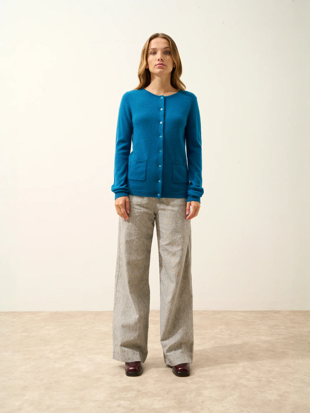 KATHARINE strickjacke rundhalsausschnitt paon