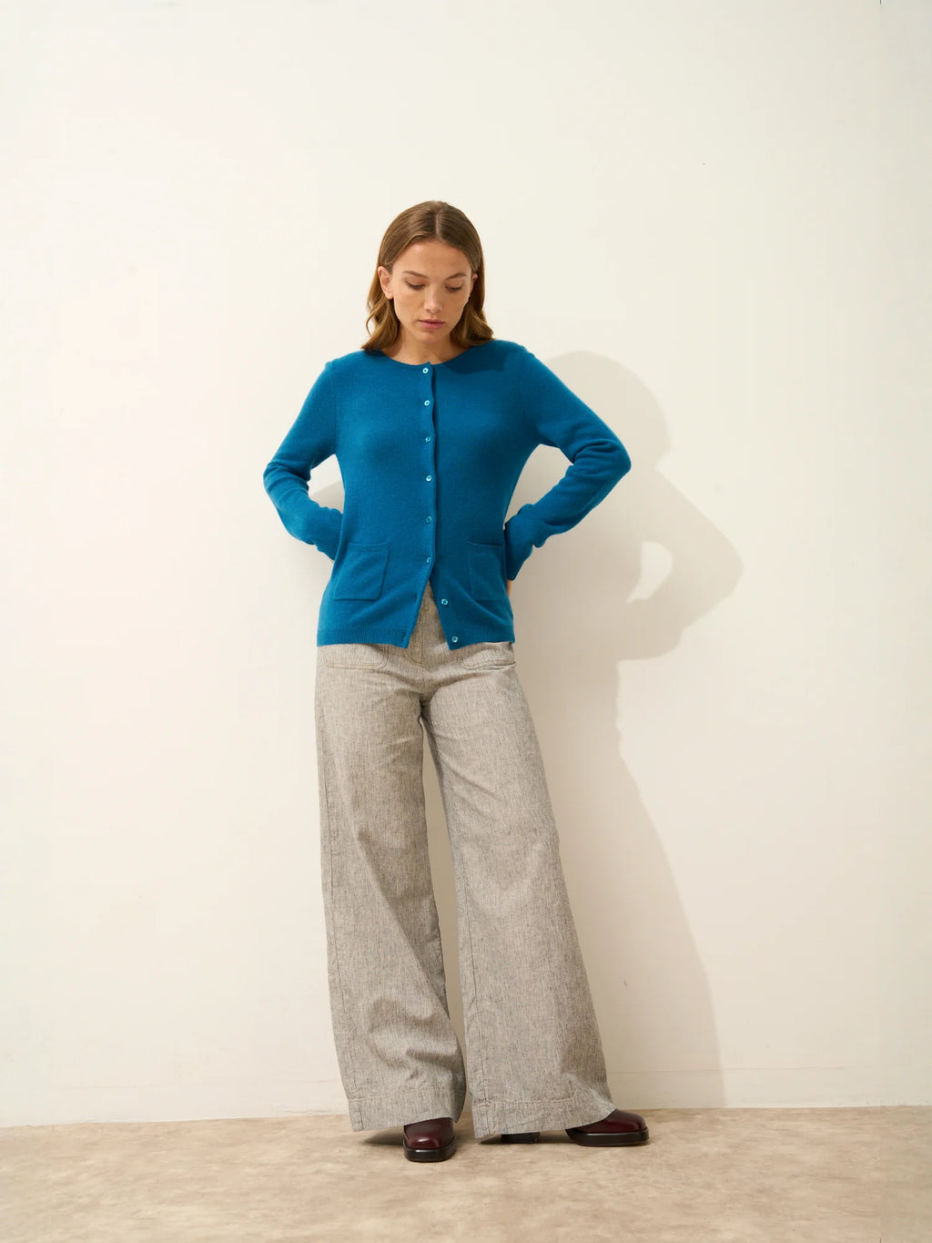 KATHARINE strickjacke rundhalsausschnitt paon