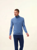 CONNOR pull col roulé bleu denim