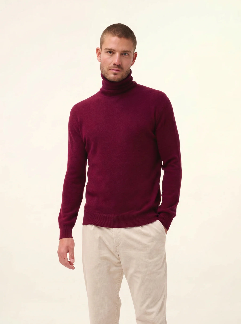 CONNOR pull col roulé bordeaux