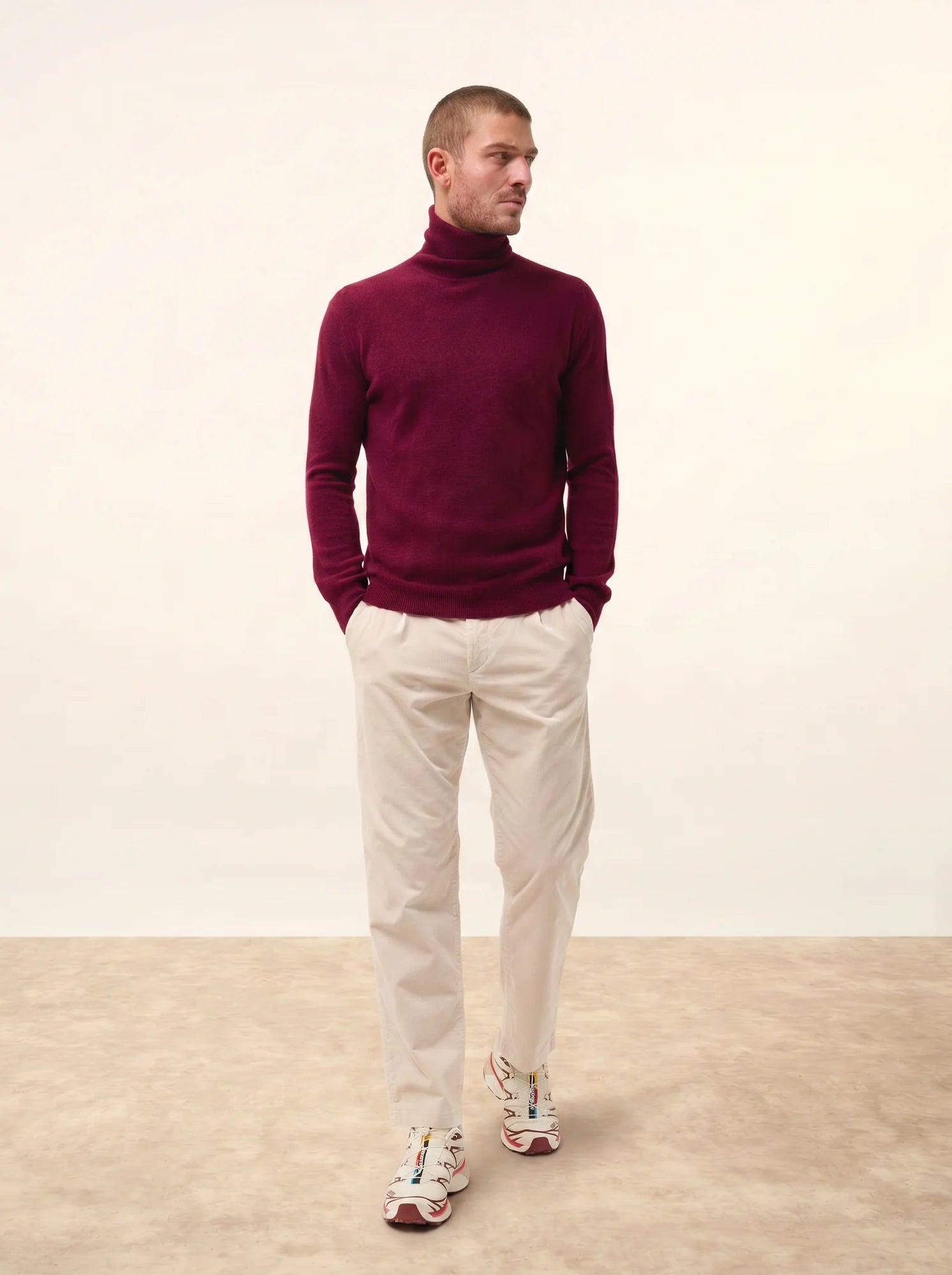 CONNOR pull col roulé bordeaux