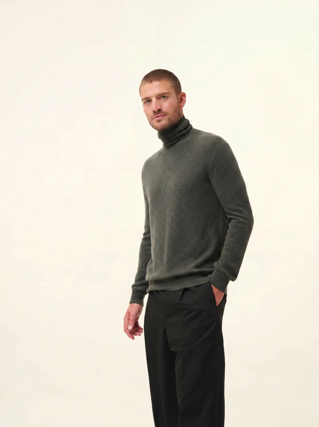 CONNOR pullover rollkragen khaki meliert