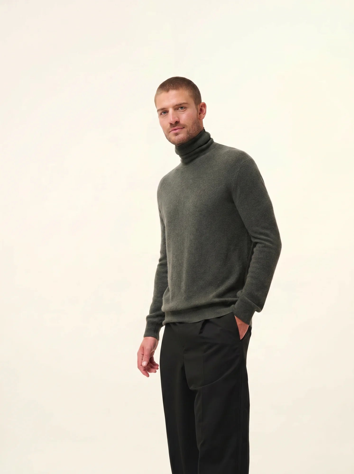 CONNOR pullover rollkragen khaki meliert