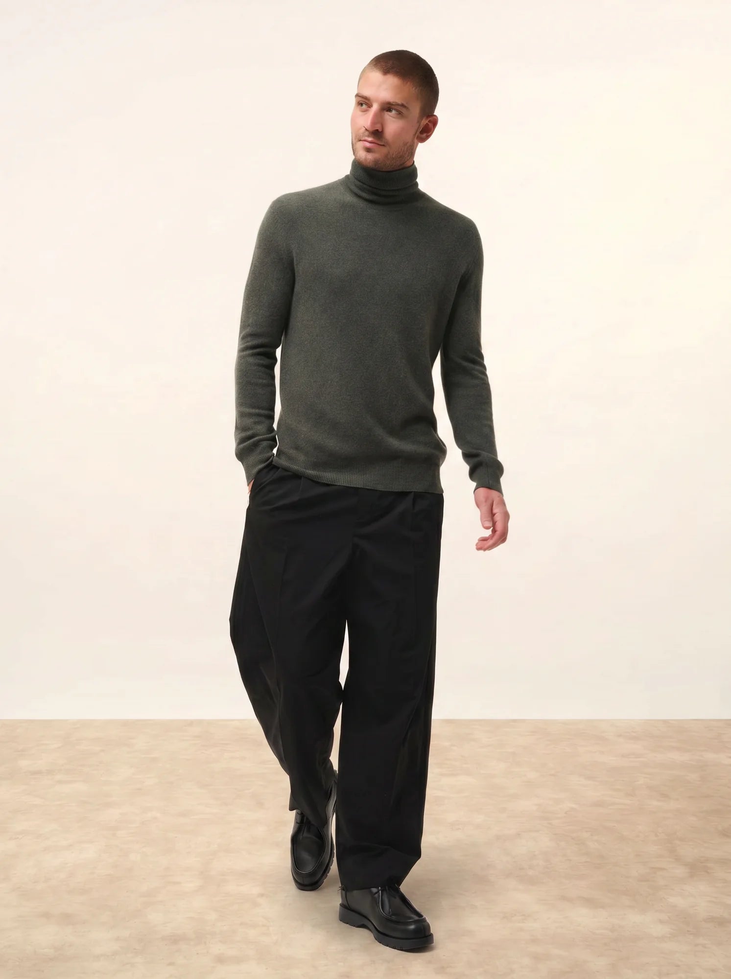 CONNOR pullover rollkragen khaki meliert