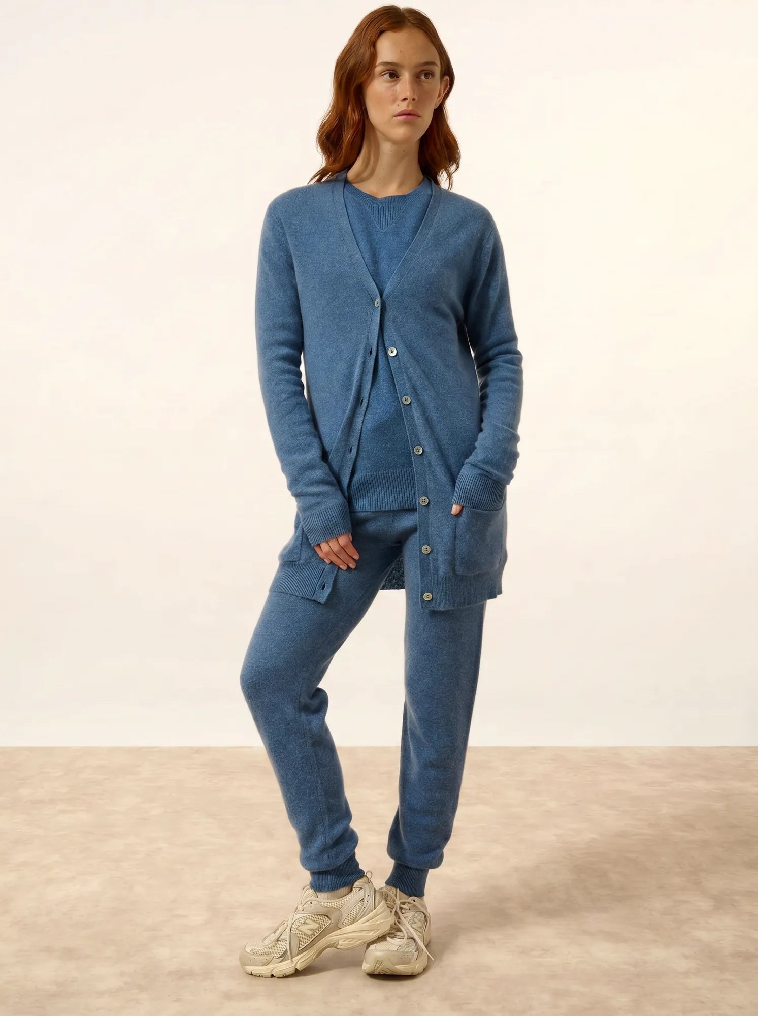 TOMMIE strickjacke v-ausschnitt blau denim