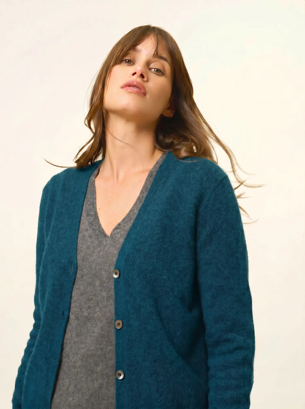 TOMMIE strickjacke v-ausschnitt paon