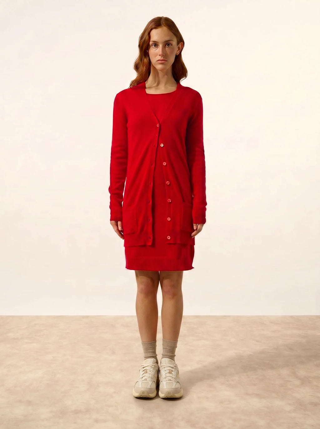TOMMIE strickjacke v-ausschnitt rot