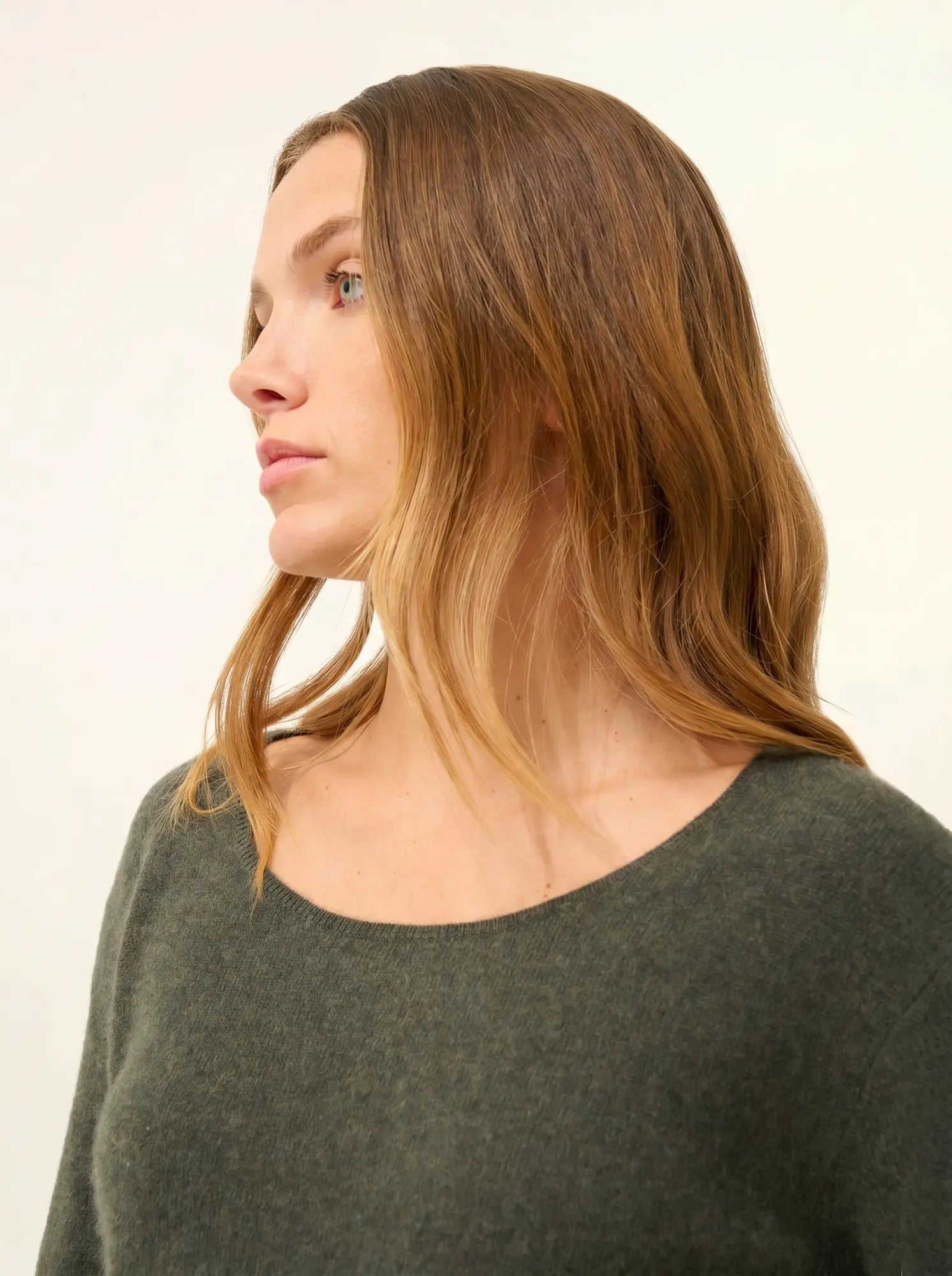 FIONA pullover rundhalsausschnitt khaki meliert