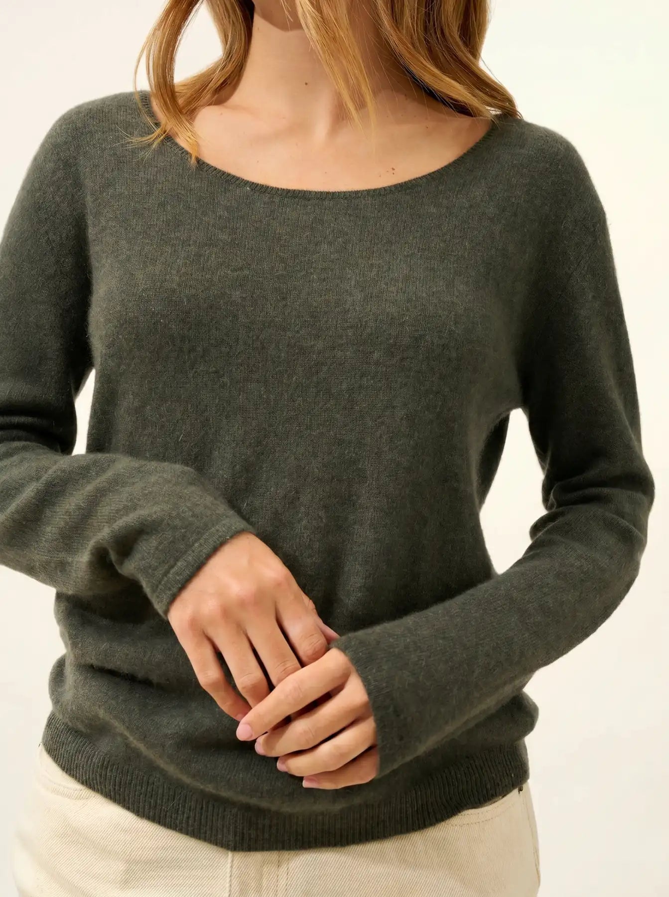 FIONA pullover rundhalsausschnitt khaki meliert