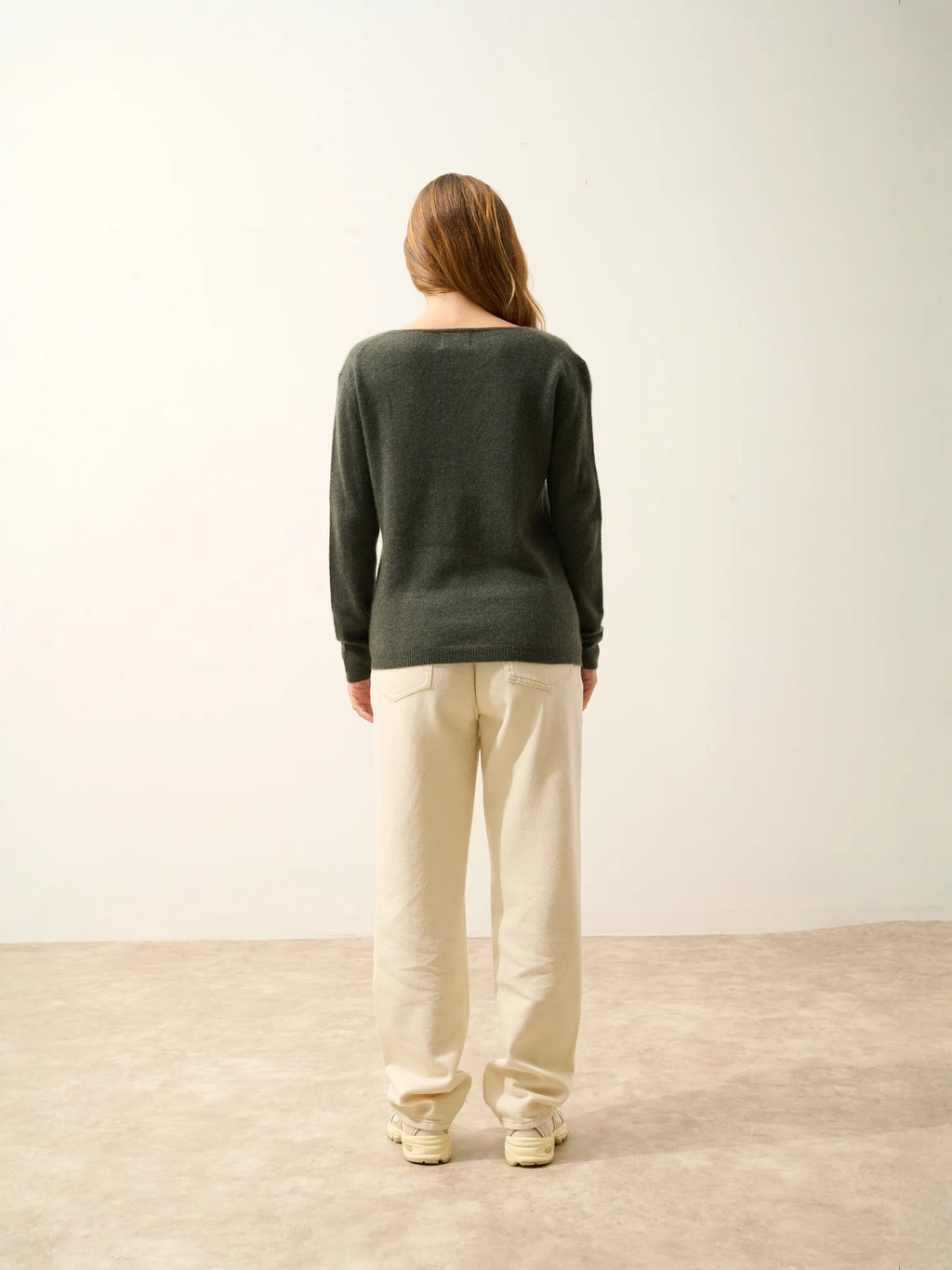 FIONA pullover rundhalsausschnitt khaki meliert