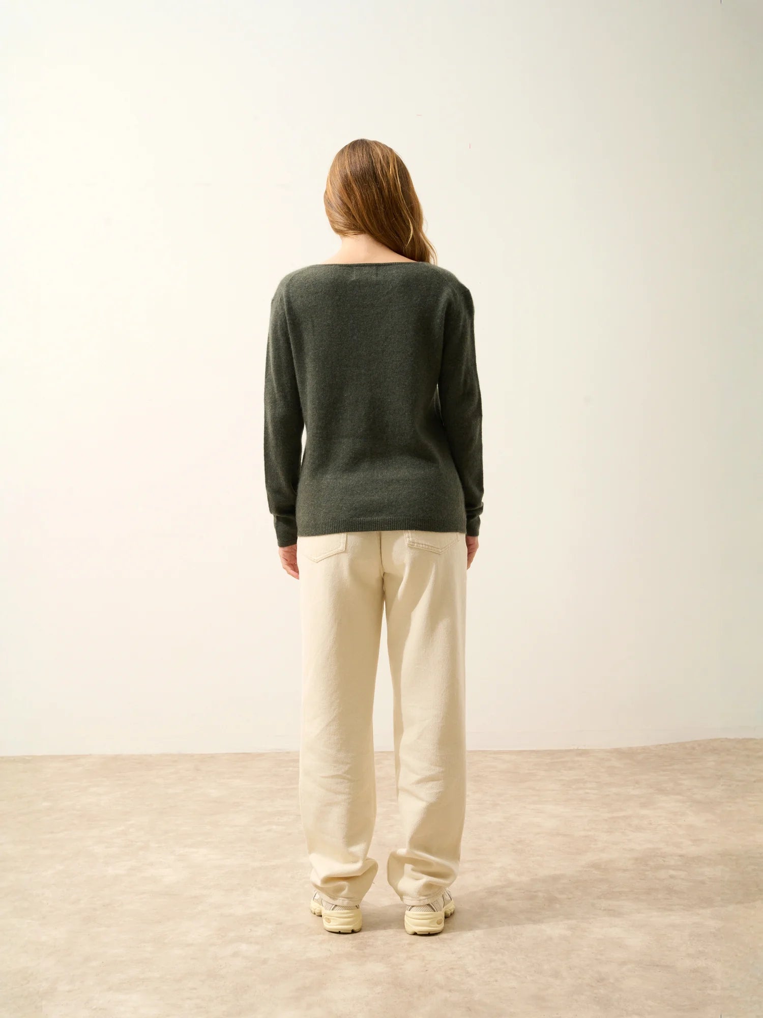 FIONA pullover rundhalsausschnitt khaki meliert