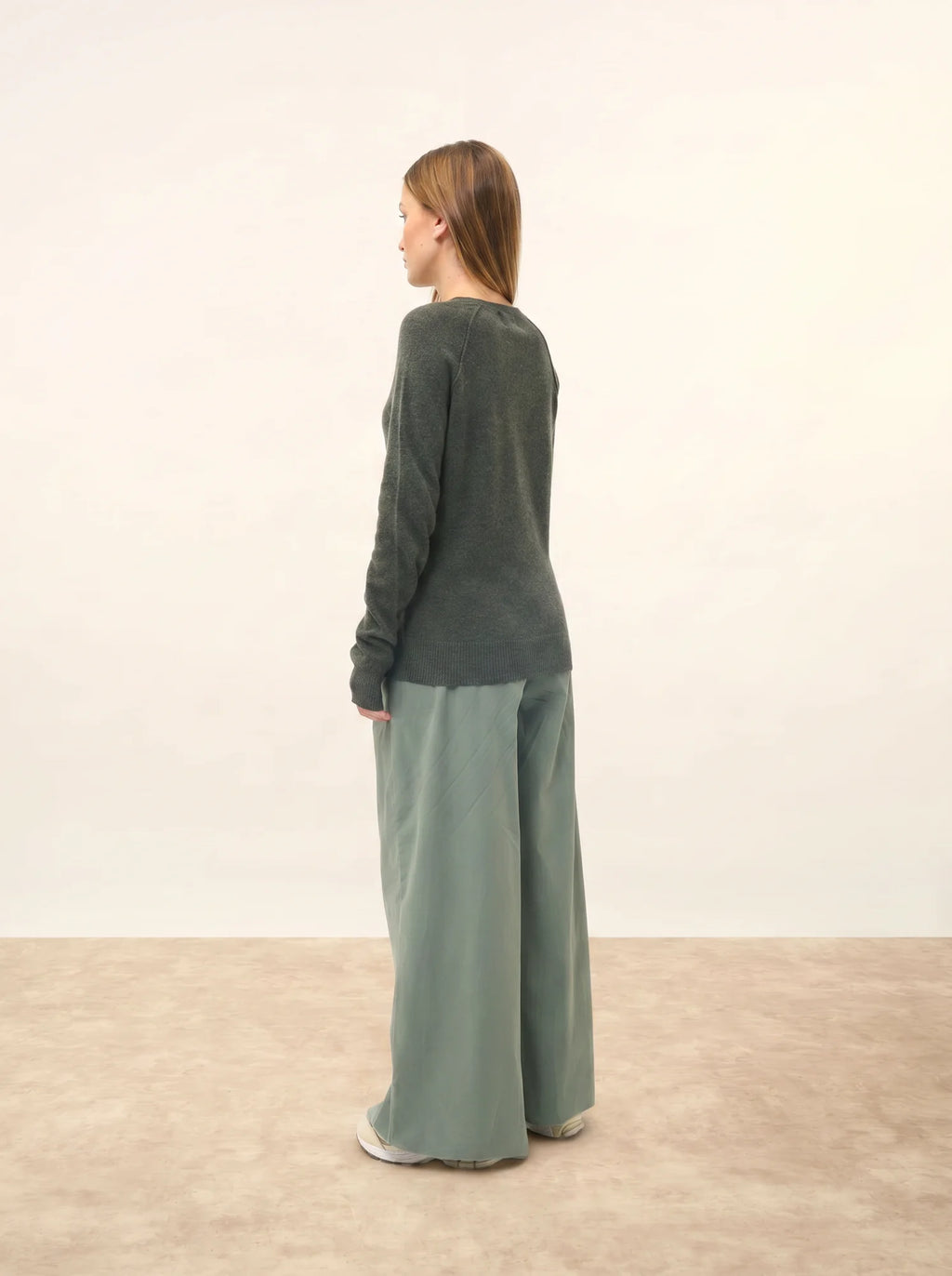 HELEN pullover rundhalsausschnitt khaki meliert