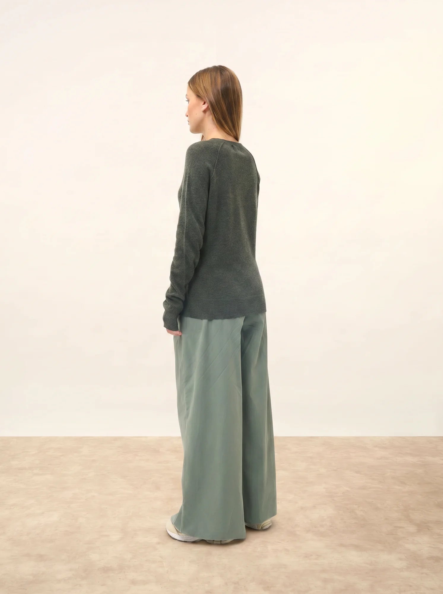 HELEN pullover rundhalsausschnitt khaki meliert