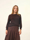 JANICE pullover rundhalsausschnitt geknöpft hinten choco