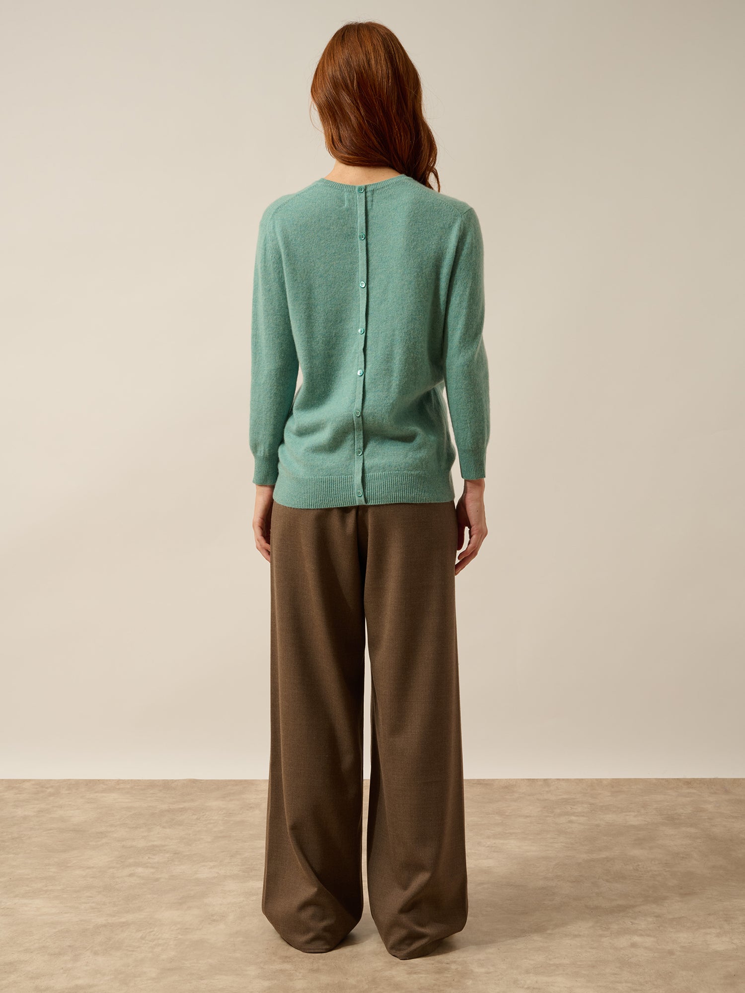 JANICE round neck sweater in mottled green
