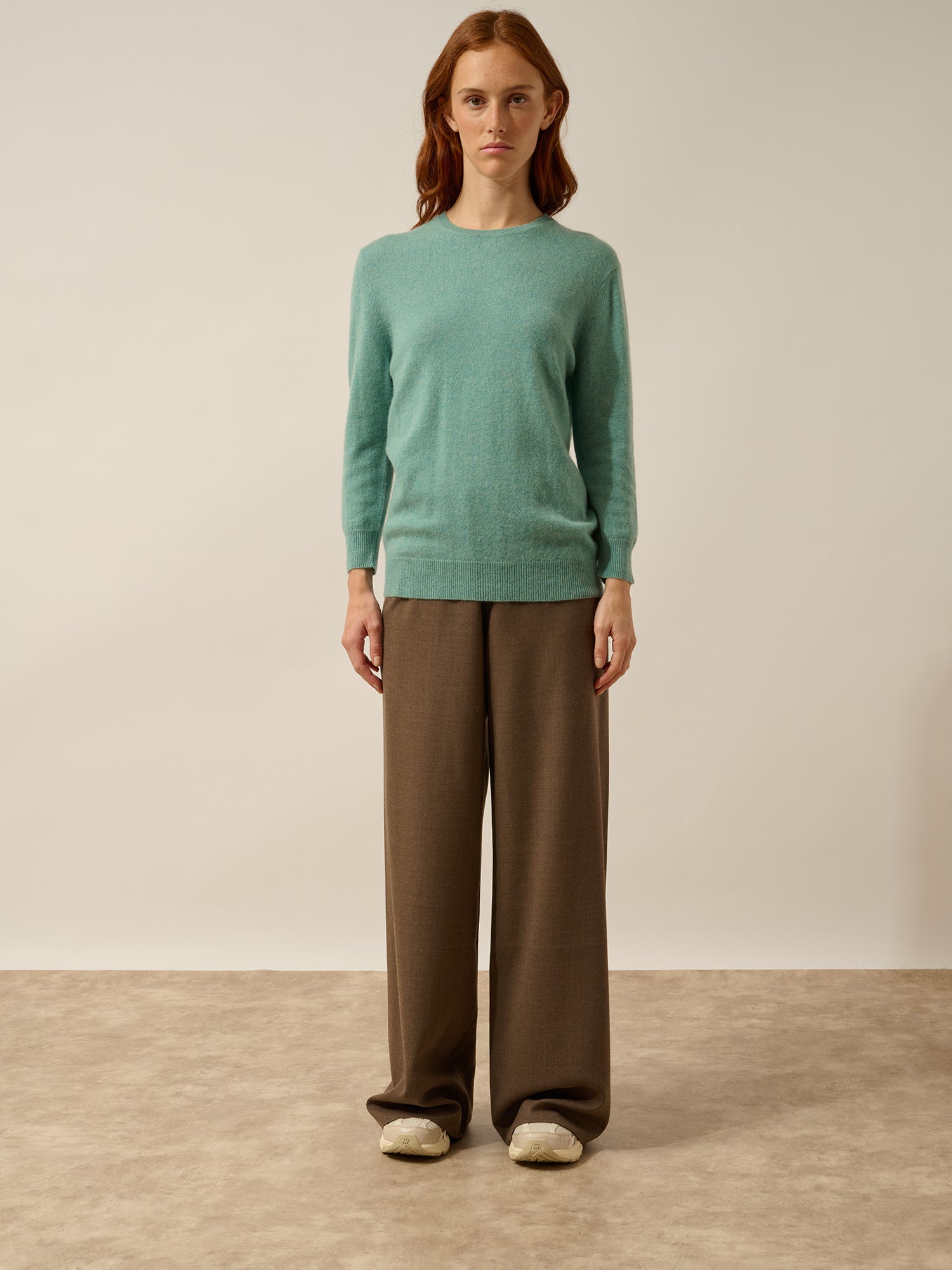 JANICE round neck sweater in mottled green