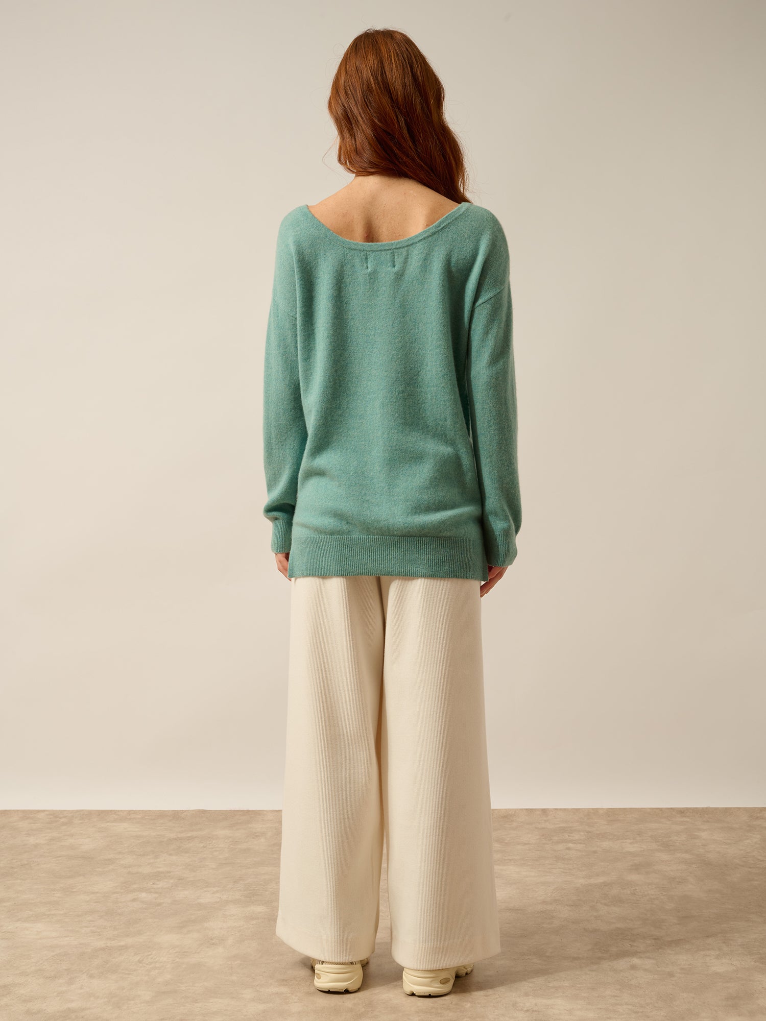 KAREN pull col rond vert chiné