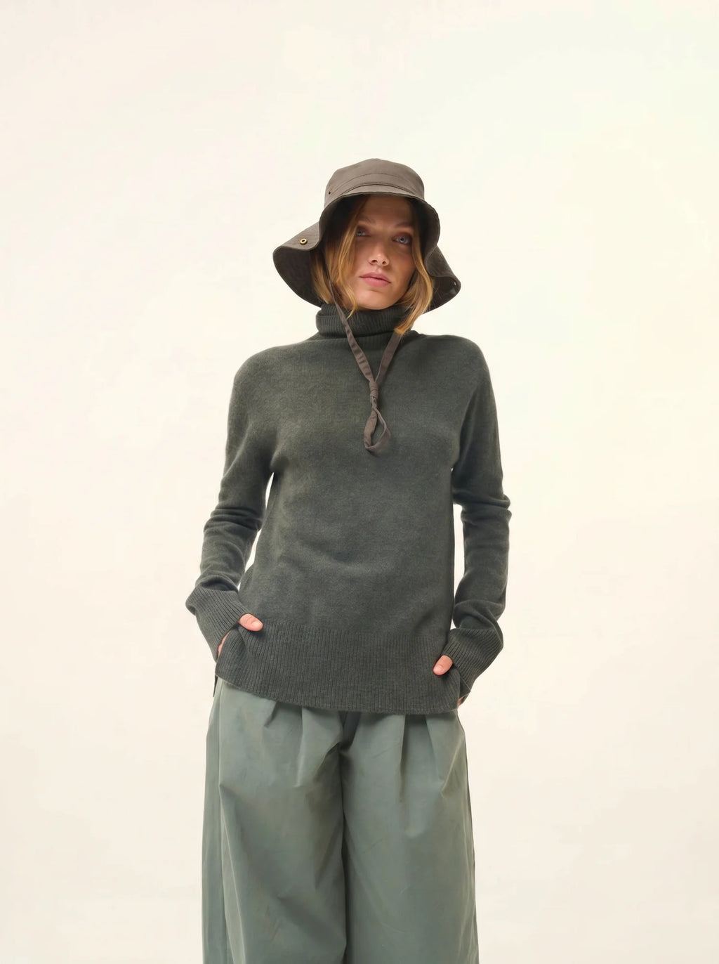LEXIE pullover rollkragen khaki meliert