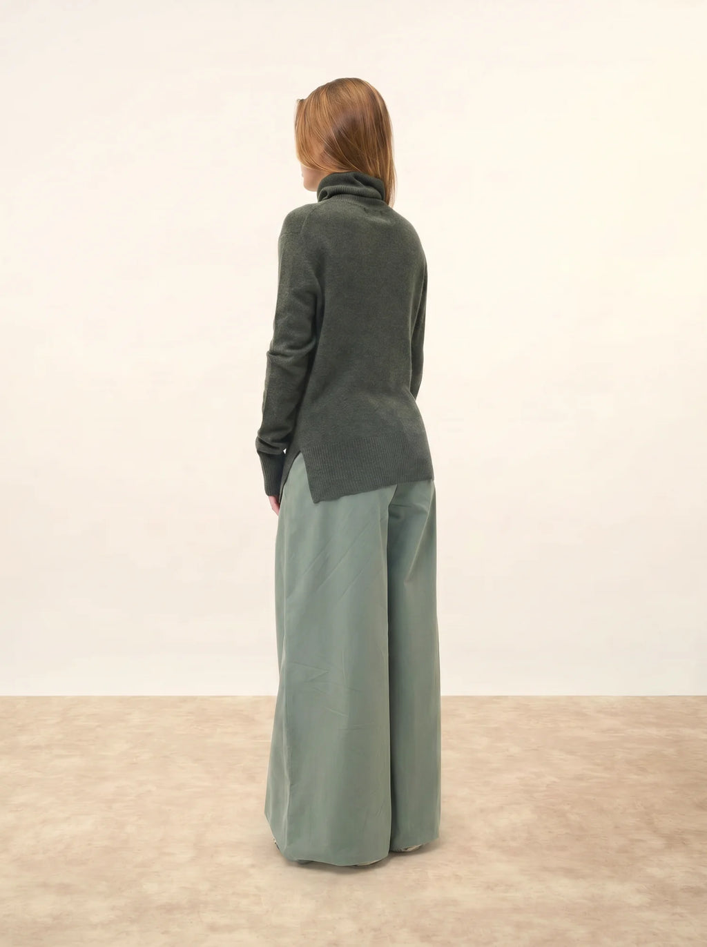 LEXIE pullover rollkragen khaki meliert