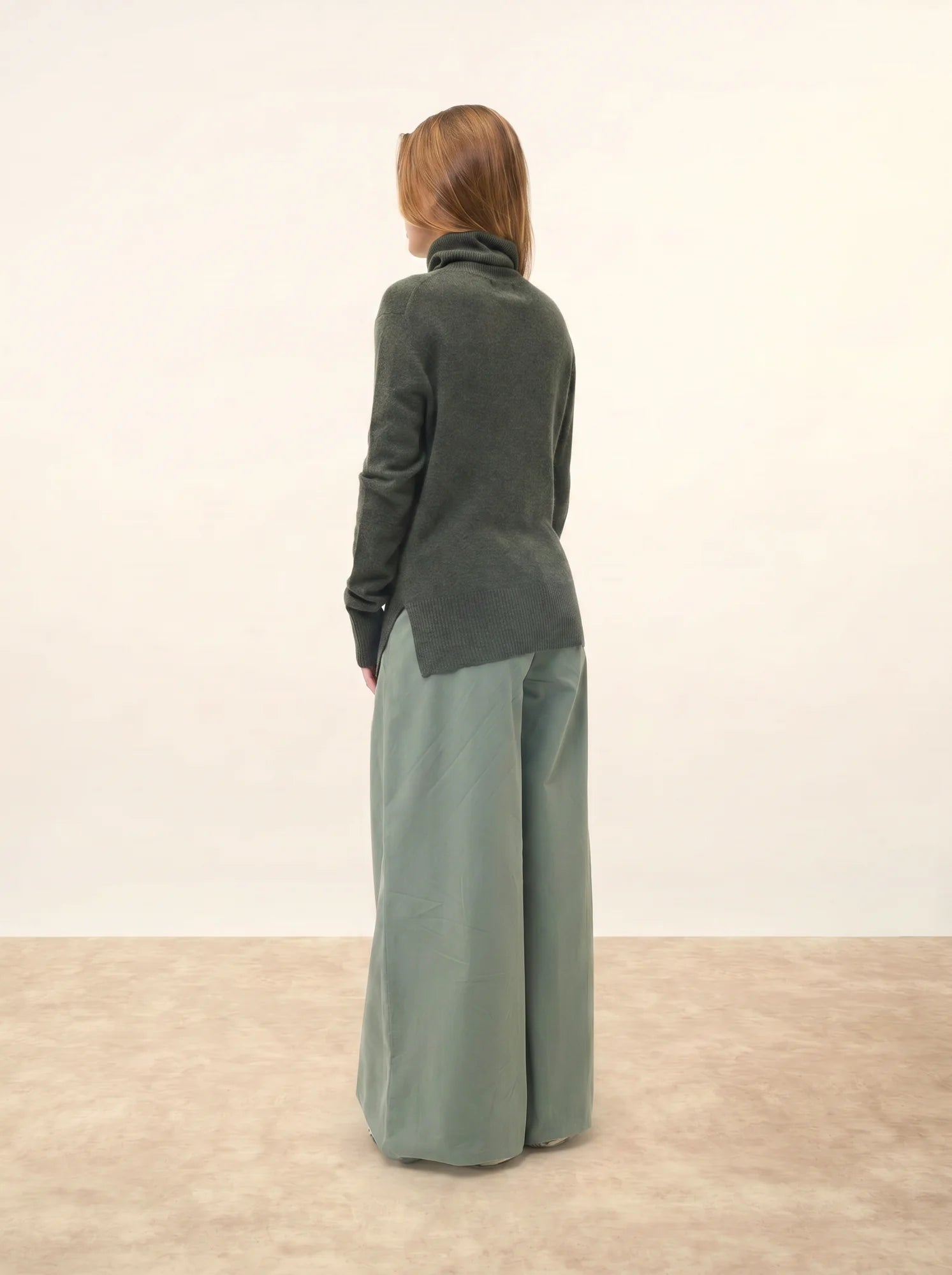LEXIE pullover rollkragen khaki meliert
