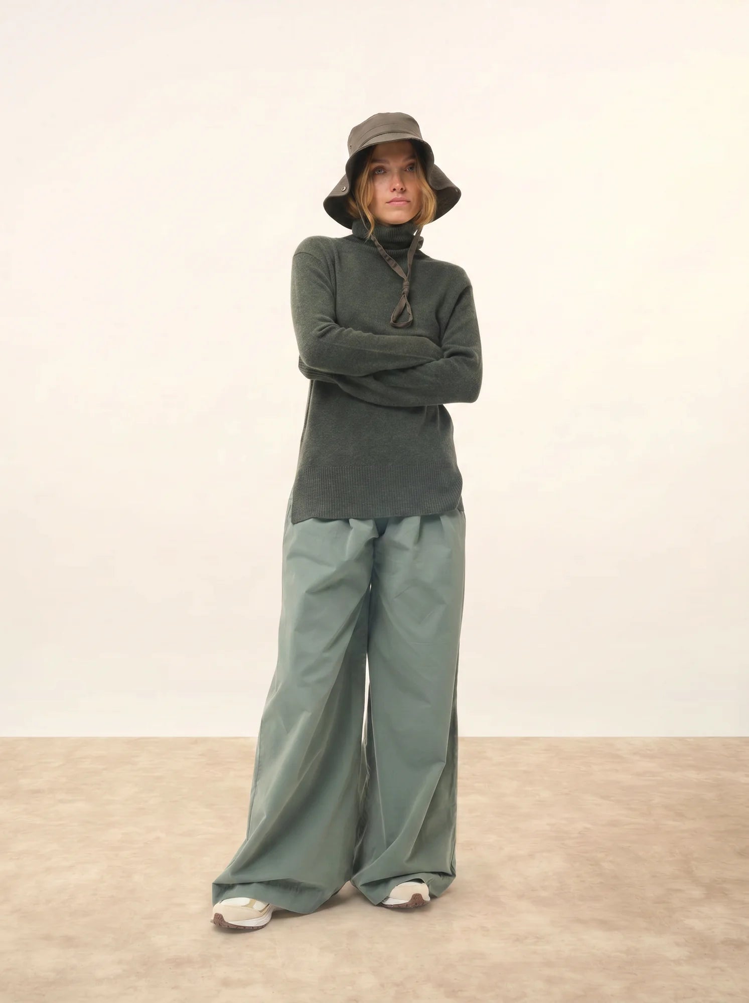 LEXIE pullover rollkragen khaki meliert