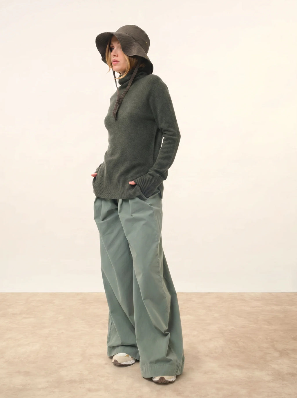 LEXIE pullover rollkragen khaki meliert