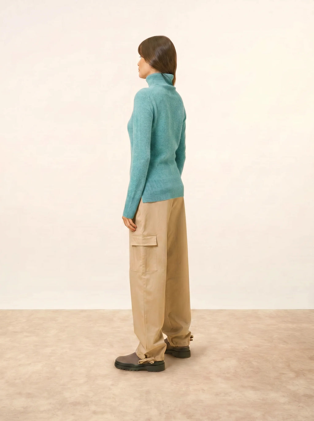 LEXIE pull col roulé vert chiné