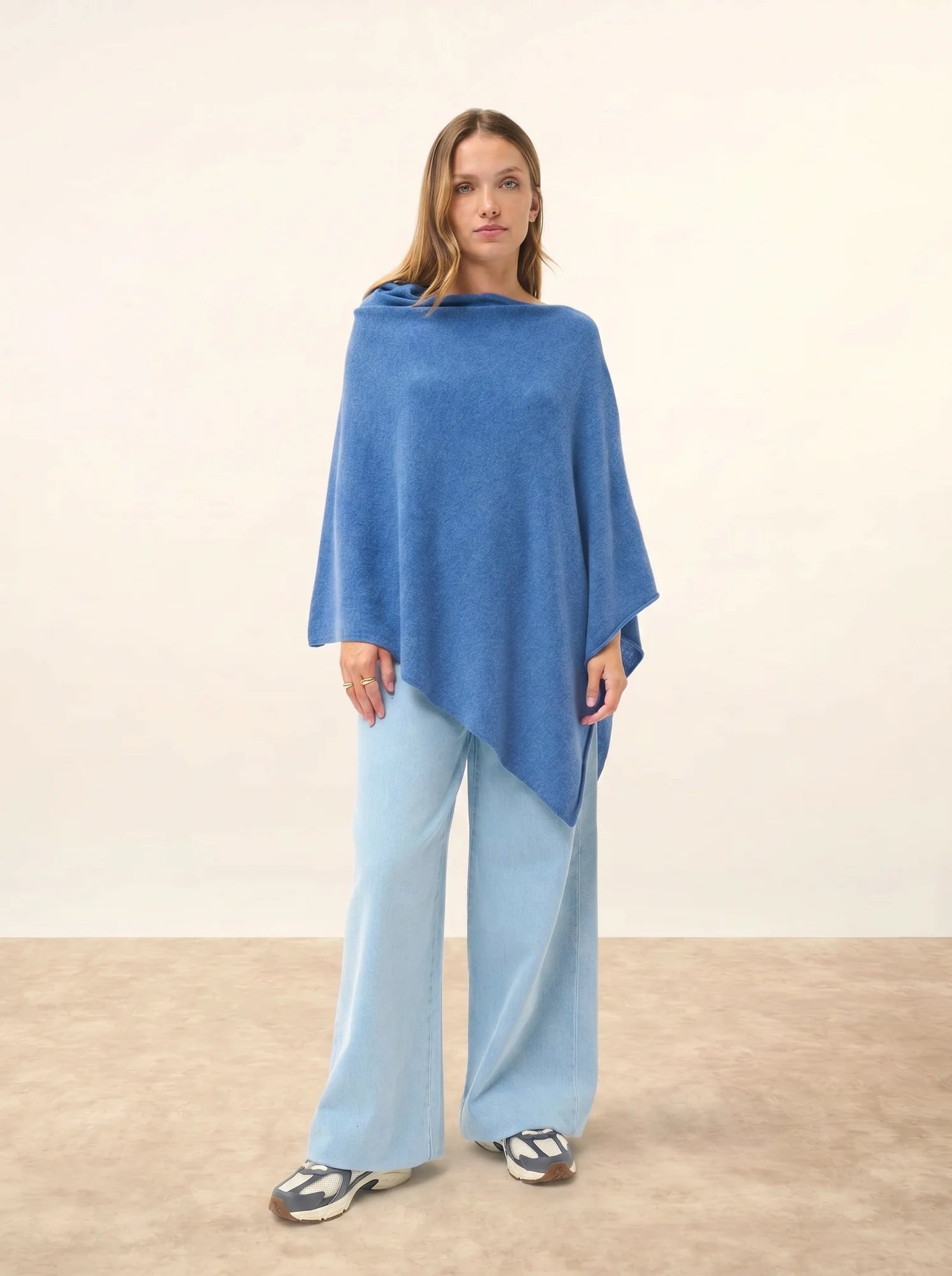MEREDITH poncho blau denim