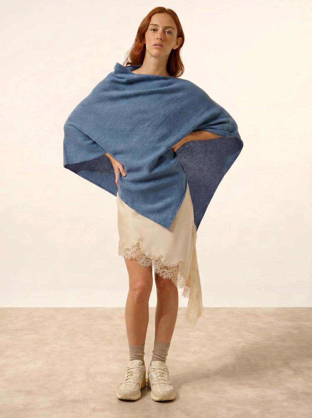 SALLY poncho 4-fädig blau denim