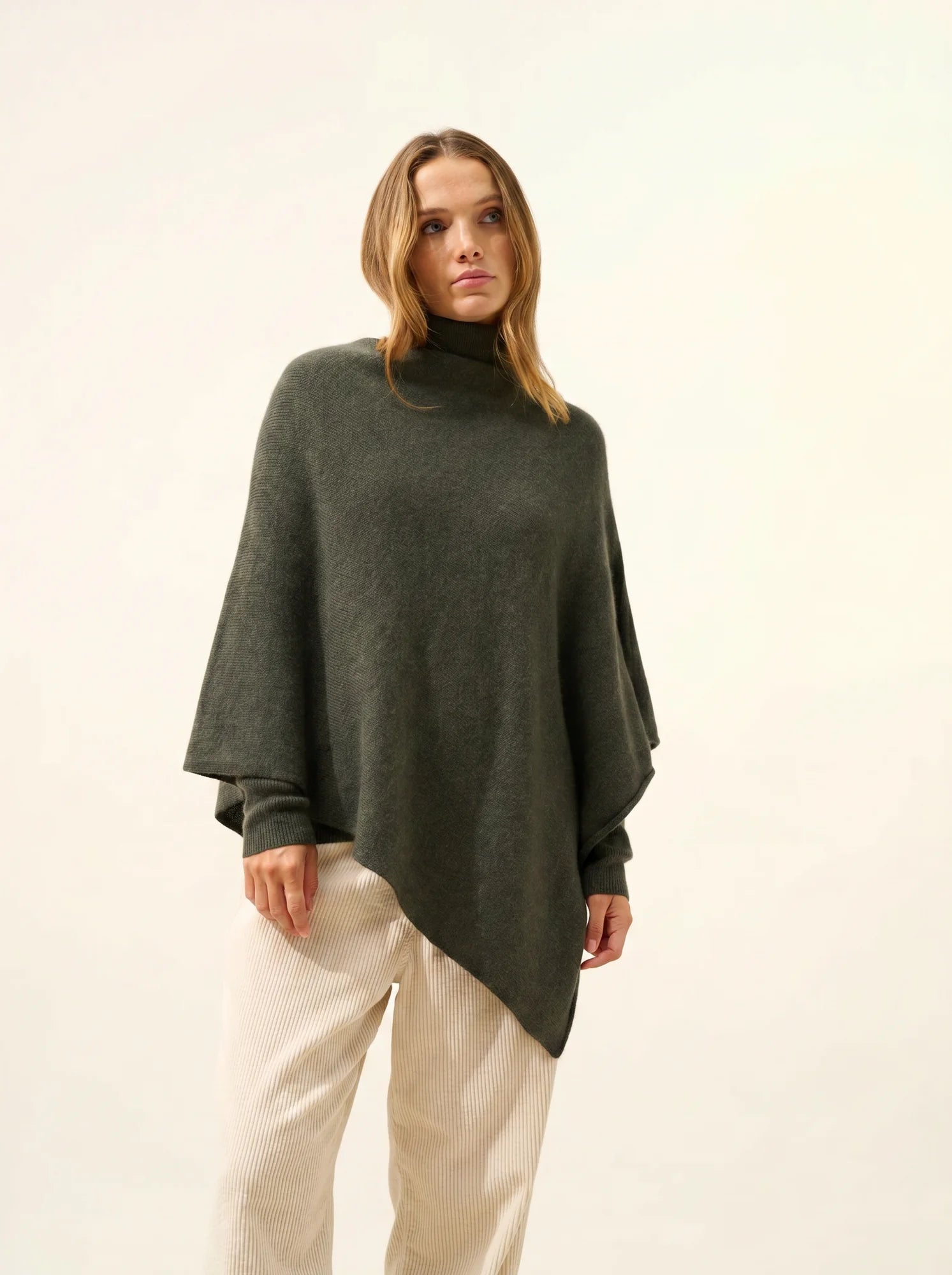 SALLY poncho 4-fädig khaki meliert