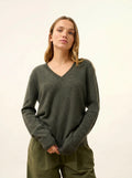 NORA pullover v-ausschnitt khaki meliert