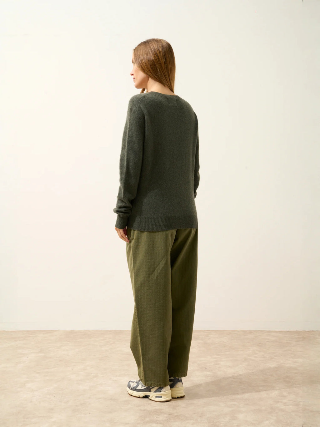 NORA pullover v-ausschnitt khaki meliert