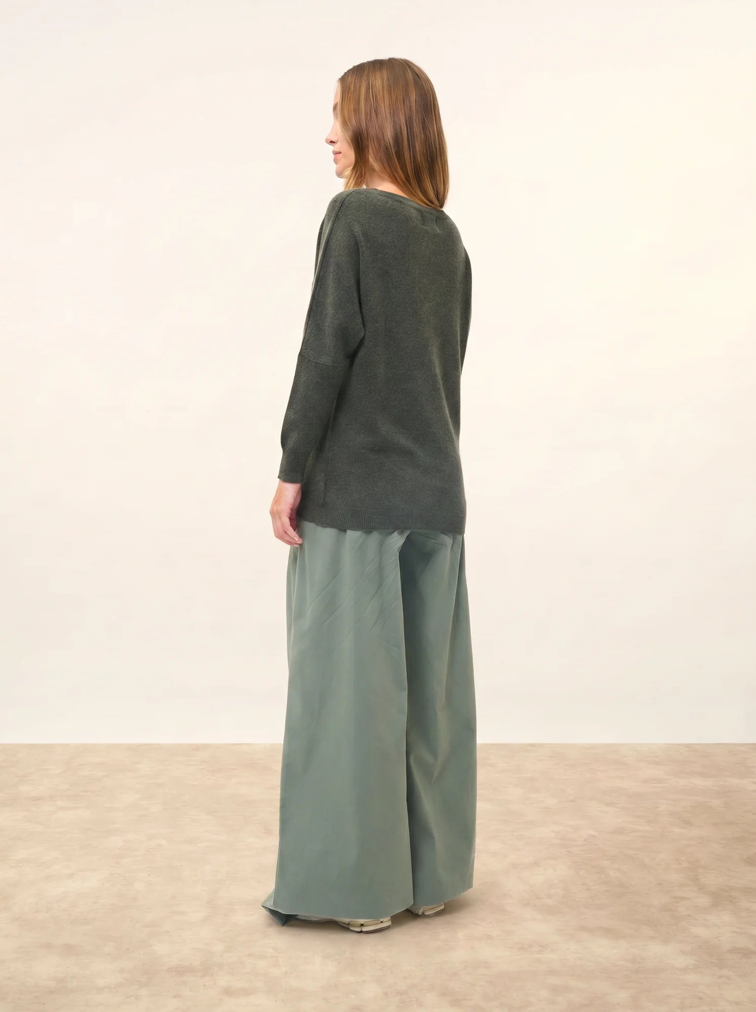 REBECCA pull chauve souris kaki chiné