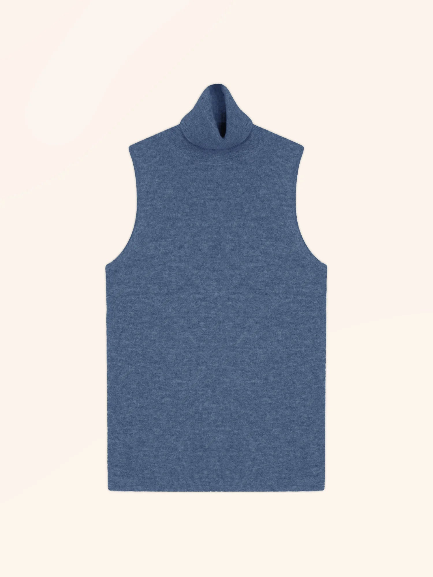 VIOLET pullover rollkragen ärmellos blau denim