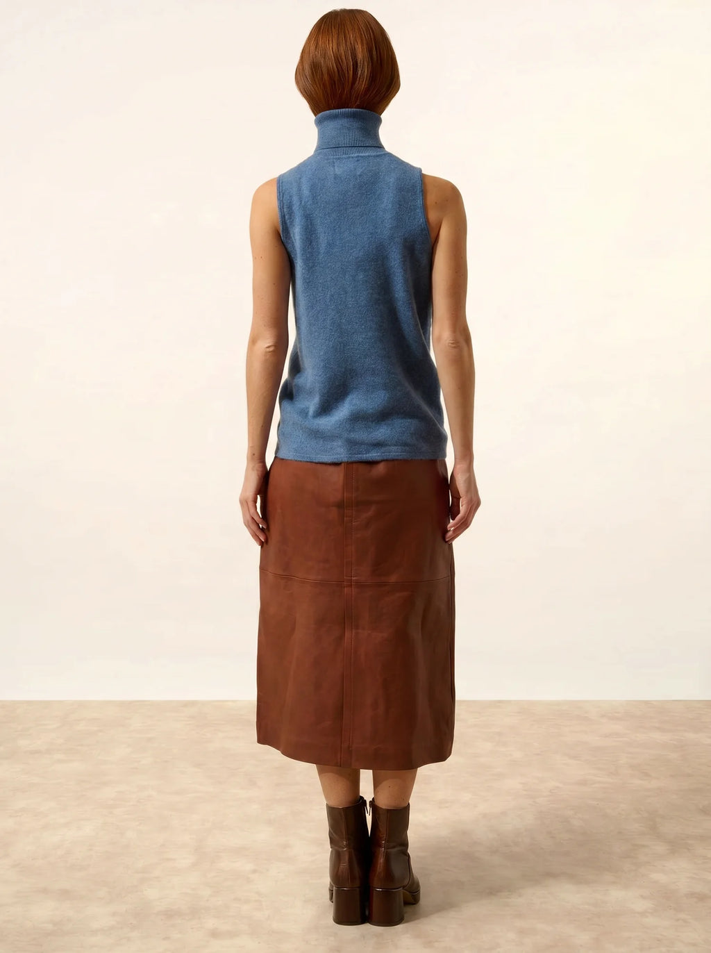 VIOLET pullover rollkragen ärmellos blau denim