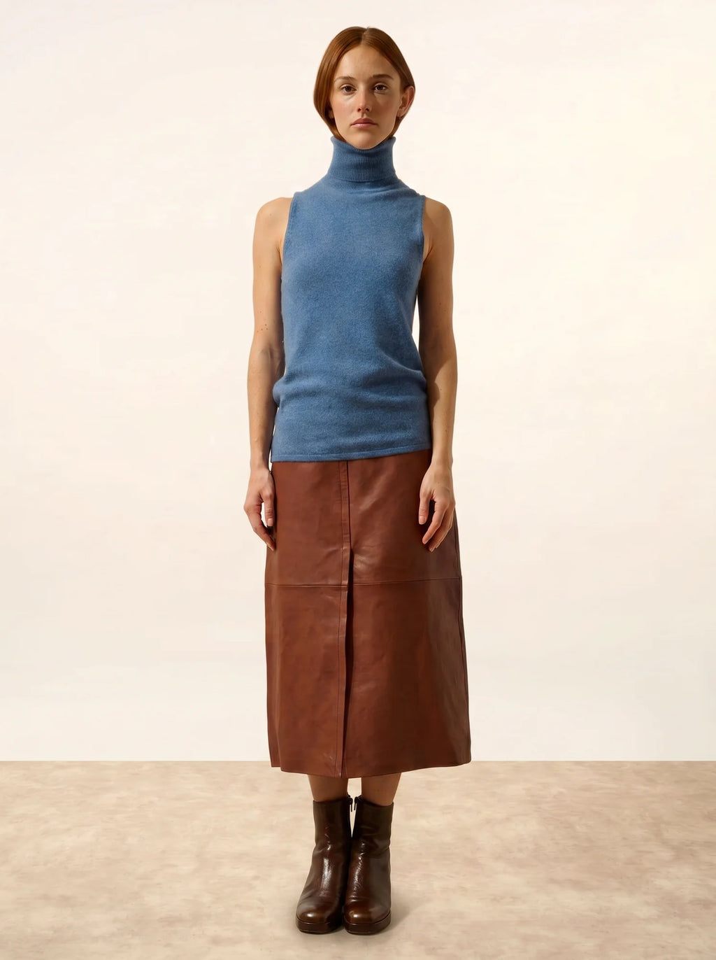 VIOLET pullover rollkragen ärmellos blau denim