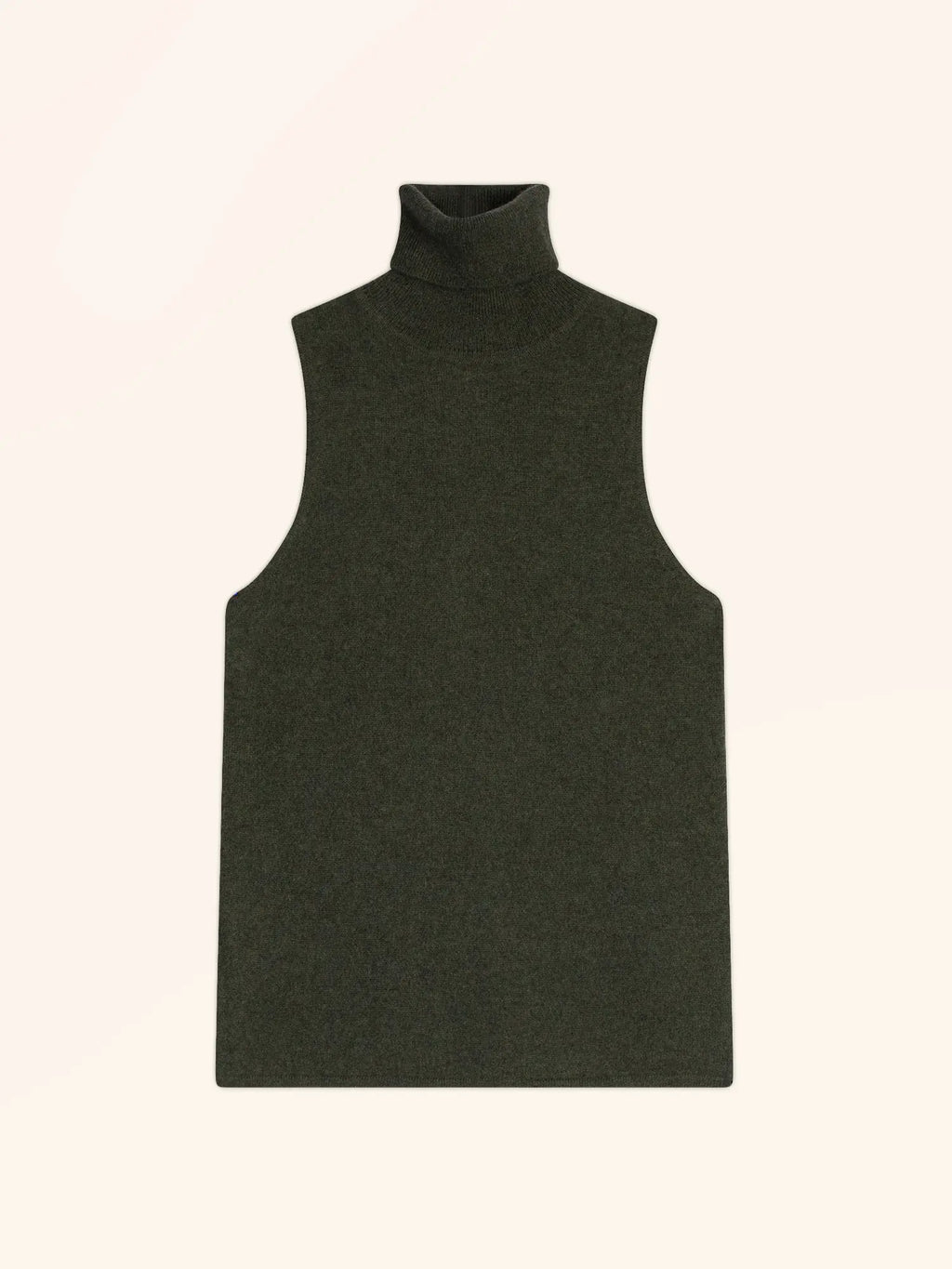 VIOLET pullover rollkragen ärmellos khaki meliert