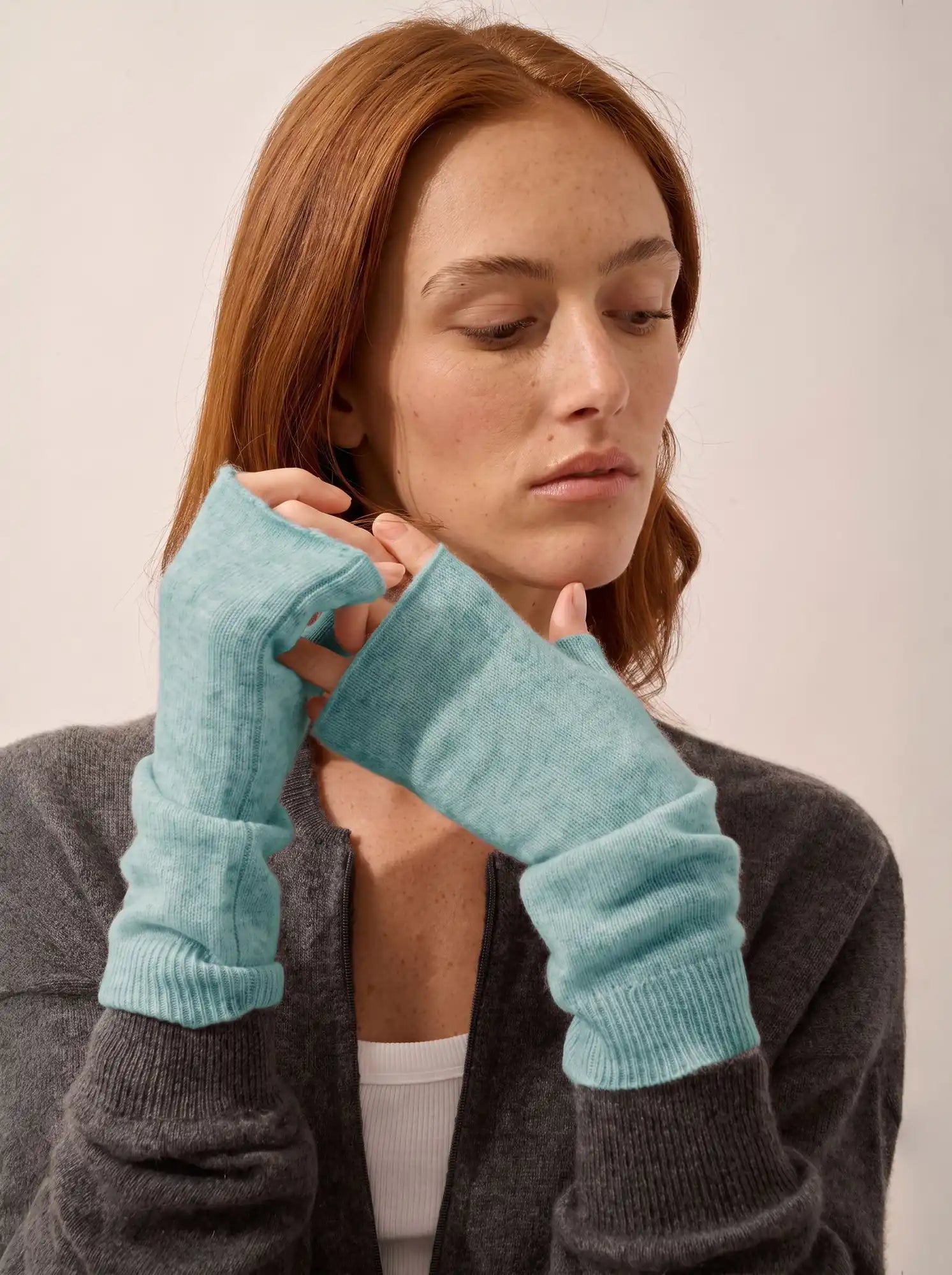 ZOE fingerlose handschuhe grün meliert