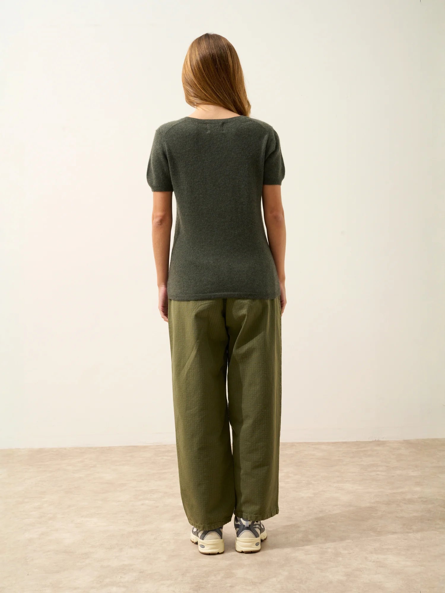GLAMIS t-shirt col V kaki chiné