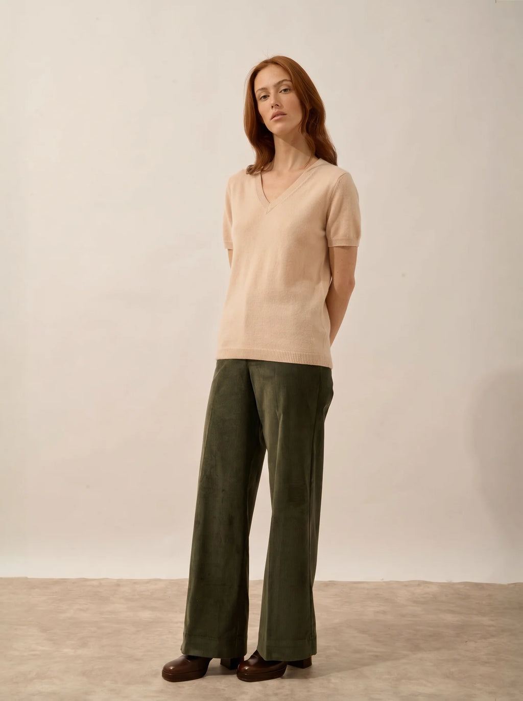 GLAMIS t-shirt v-ausschnitt sand