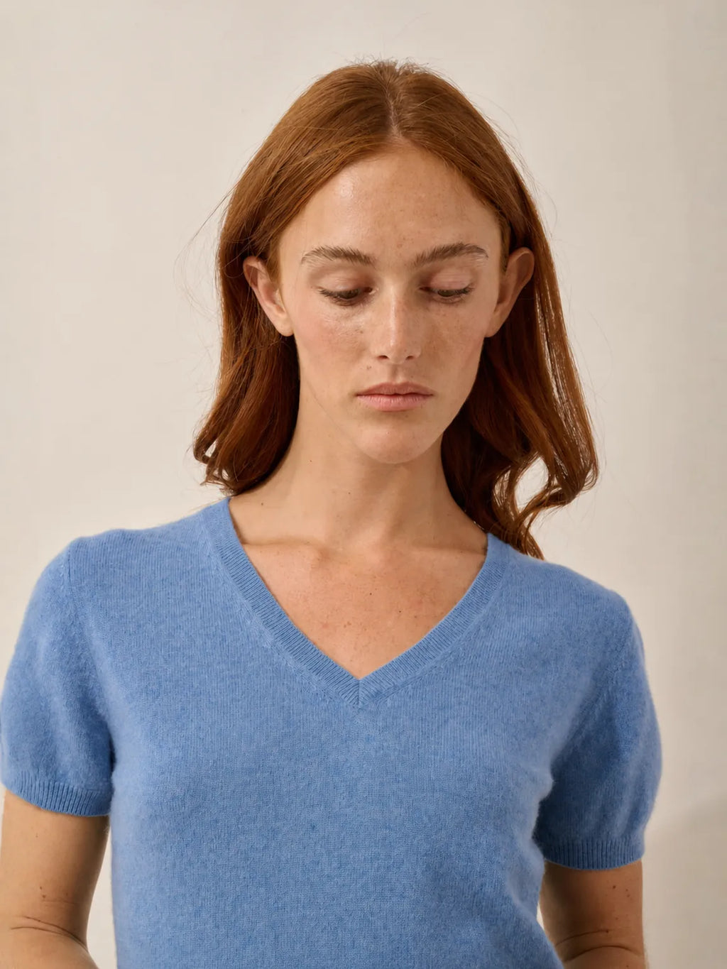 GLAMIS t-shirt v-ausschnitt himmelblau