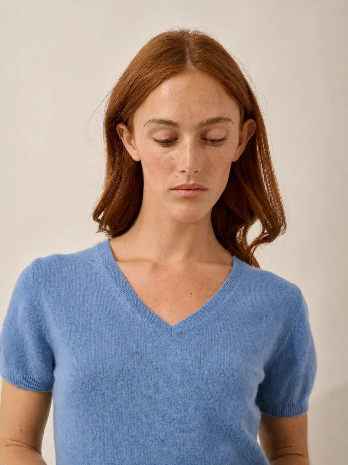 GLAMIS t-shirt v-ausschnitt himmelblau