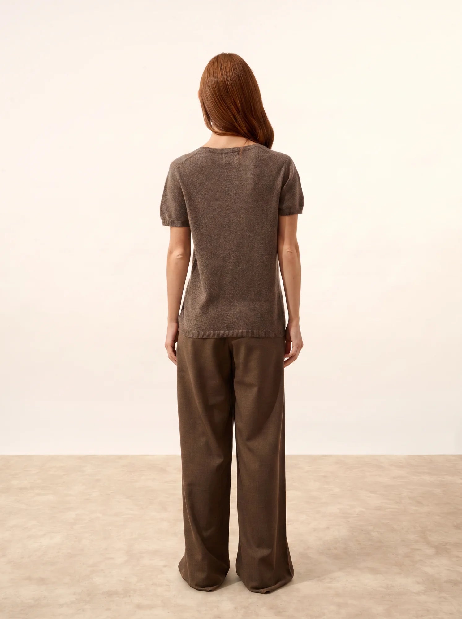 GLAMIS t-shirt v-ausschnitt taupe meliert